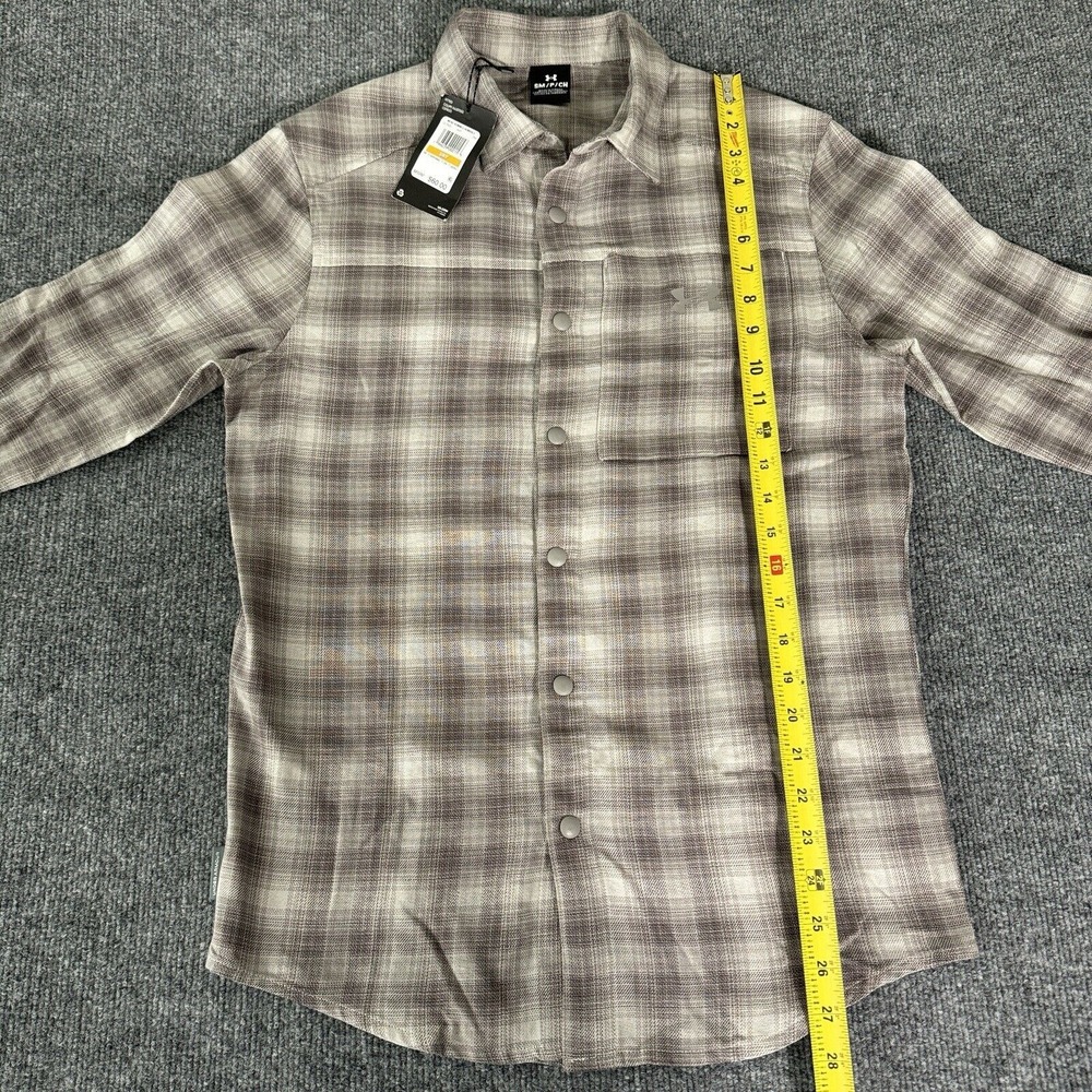 Under Armour Flannel Shirt Mens Small‎  Snap Flex Fitted - Picture 8 of 12